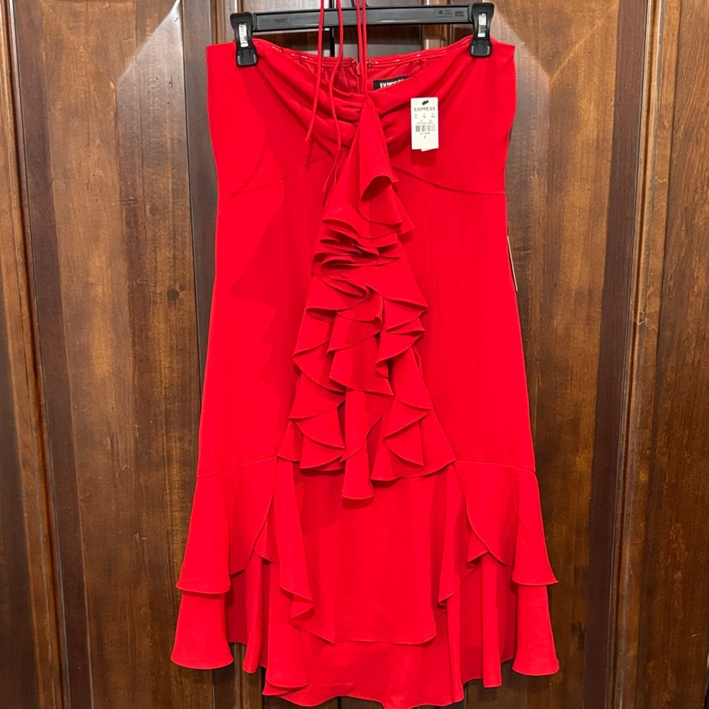Express Vibrant Red Halter Dress NWT